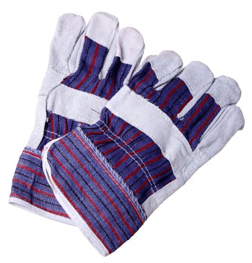 Heat resistant gloves for welding of plastic pipes, isolated clipart